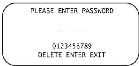 PLEASE ENTER PASSWORD ---- 0123456789 DELETE ENTER EXIT
