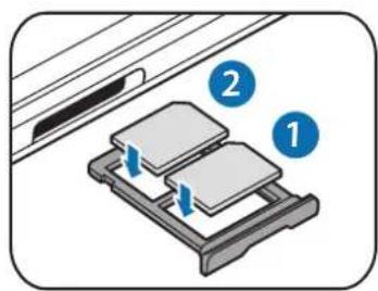 Diagram showing two labeled components (1 and 2) on a device rack, likely illustrating a mechanical or electronic assembly.