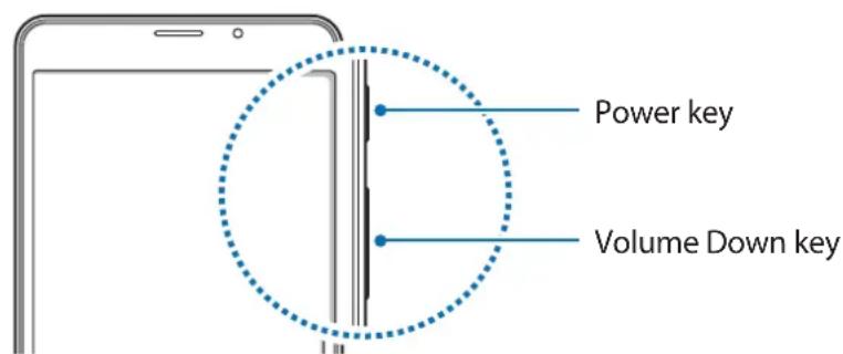 Power key Volume Down key
