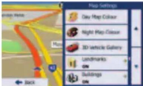 Map Settings Day Map Colour Night Map Colour 3D Vehicle Gallery Landmarks ON Buildings ON