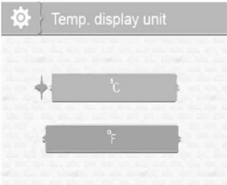 Temp. display unit °C °F