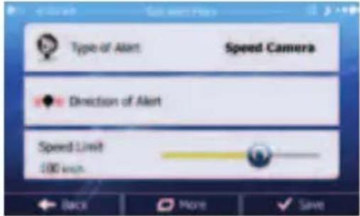 Type of Alert Speed Camera Direction of Alert Speed Limit 100 inch
