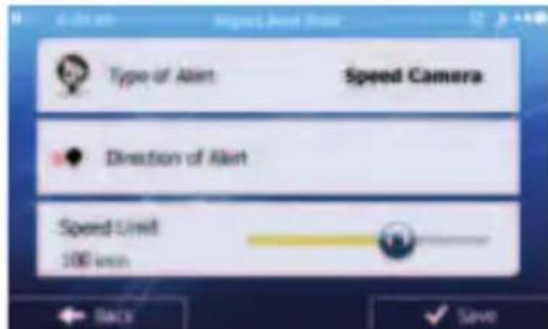 Type of Alert Speed Camera Direction of Alert Speed Limit 100 inch