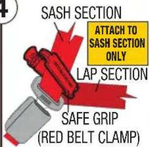 SASH SECTION ATTACH TO SASH SECTION ONLY LAP SECTION SAFE GRIP (RED BELT CLAMP)