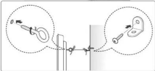 Diagram illustrating cable mounting technique with magnified insets showing pin alignment and mounting details