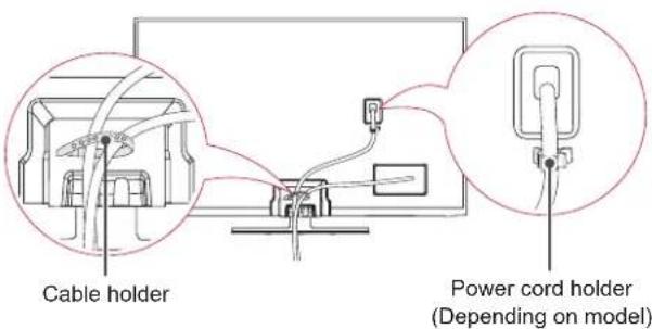 Cable holder Power cord holder (Depending on model)