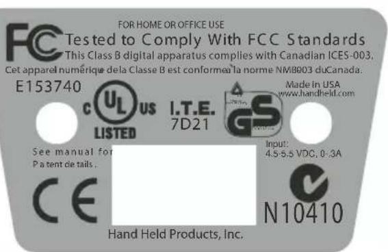 FOR HOME OR OFFICE USE Tested to Comply With FCC Standards This Class B digital apparatus complies with Canadian ICES-003, Cet apparel numérique dela Classe B est conformer la norme NMB903 duCanada. E153740 cULUS LISTED I.T.E. 7D21 Made in USA www.handheld.com See manual for Patent de tails. Input:…