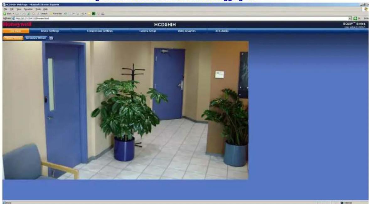 HCD5HIH Web Page - Microsoft Internet Explorer File Edit View Favorites Tools Help Address: http://10.29.254 10388-ware-mltd Honeywell HCD5HIH EQUIP™ Series User mini HCD5HIH See View Device Settings Compression Settings Camera Setup Water Analytics BID Audio Home Window Secondary Window Date