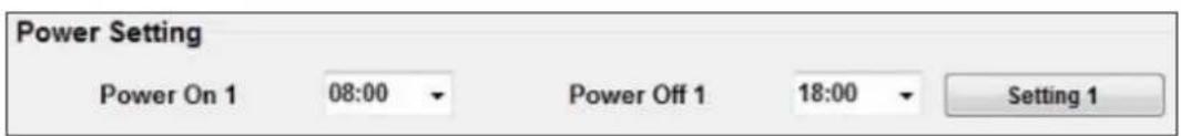 Power Setting Power On 1 08:00 Power Off 1 18:00 Setting 1