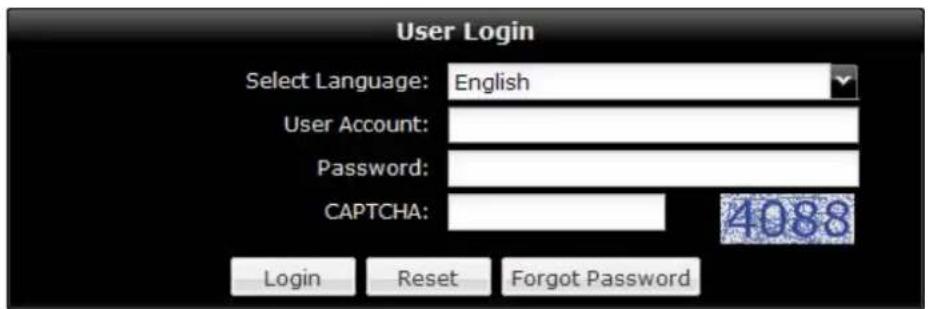 User Login Select Language: English User Account: Password: CAPTCHA: Login Reset Forgot Password 4088