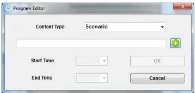 Program Editor Content Type Scenario Start Time OK End Time Cancel