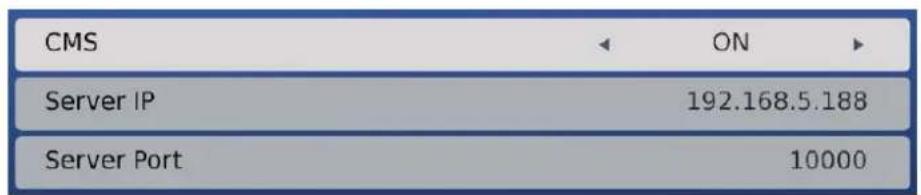 CMS ON Server IP 192.168.5.188 Server Port 10000