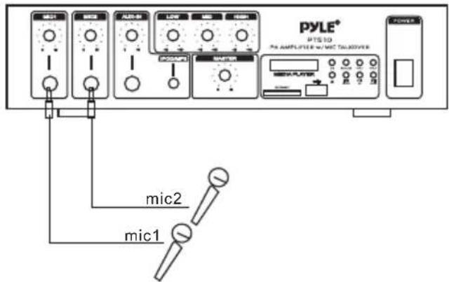 Pyle PT510 - Connecting microphones - 1