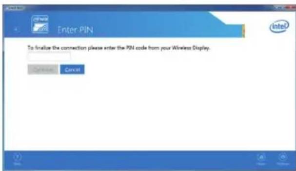 Enter PIN To finalize the connection please enter the PIN code from your Wireless Display. Options Cancel