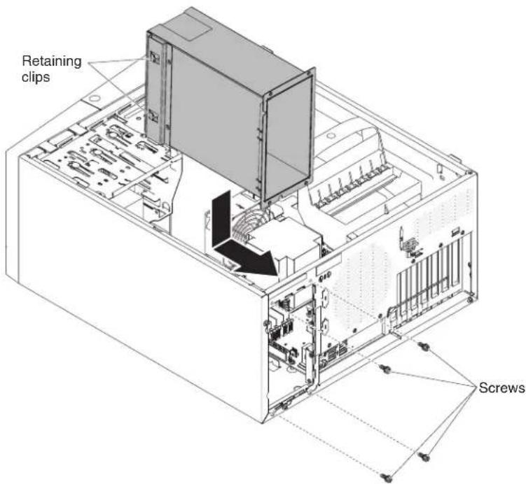 LENOVO System x3100 M4 - Installing the hot-swap power supply cage - 1