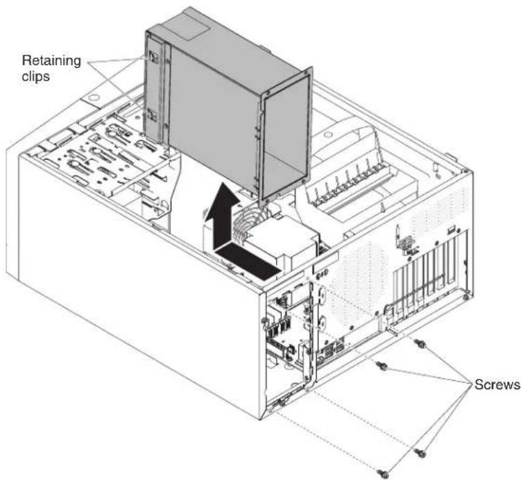 LENOVO System x3100 M4 - Removing the hot-swap power supply cage - 2