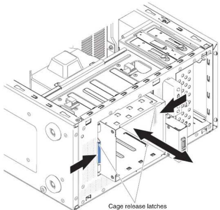 LENOVO System x3100 M4 - Removing the hard disk drive cage - 1