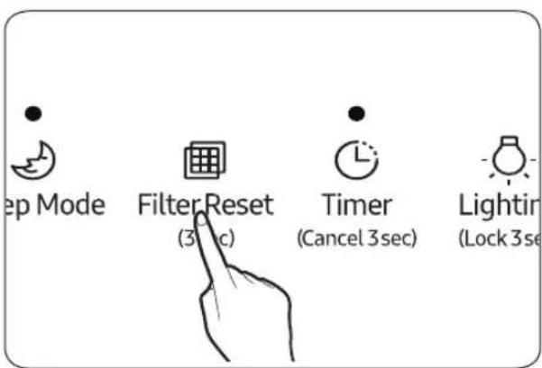 Step Mode Filter Reset (3 sec) Timer (Cancel 3 sec) Lightin (Lock 3 sec)