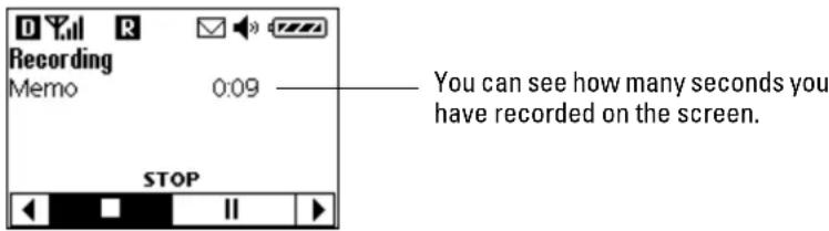Recording Memo 0:09 STOP You can see how many seconds you have recorded on the screen.