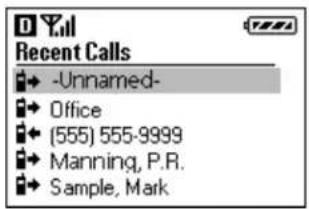 Recent Calls -Unnamed- Office (555) 555-9999 Manning, P.R. Sample, Mark