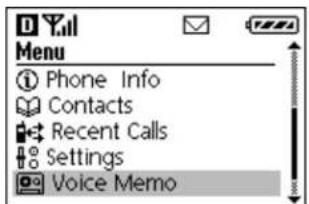 Menu Phone Info Contacts Recent Calls Settings Voice Memo