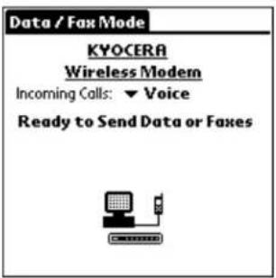 Data / Fax Mode KYOCERA Wireless Modem Incoming Calls: ▼ Voice Ready to Send Data or Faxes