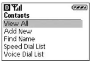 D Yall Contacts View All Add New Find Name Speed Dial List Voice Dial List