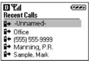 Recent Calls -Unnamed- Office (555) 555-9999 Manning, P.R. Sample, Mark