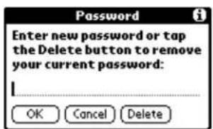 Password Enter new password or tap the Delete button to remove your current password: OK Cancel Delete