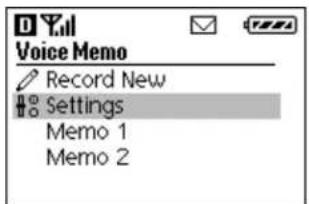 Voice Memo Record New Settings Memo 1 Memo 2