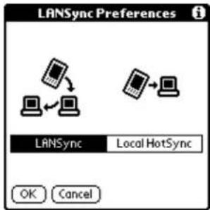 LANSync Preferences LANSync Local HotSync OK Cancel