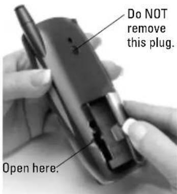 Do NOT remove this plug. Open here.