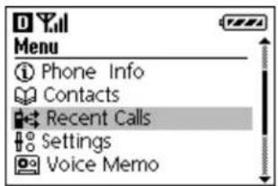 Menu ① Phone Info Contacts Recent Calls Settings Voice Memo