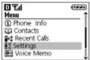 Menu ① Phone Info Contacts Recent Calls Settings Voice Memo