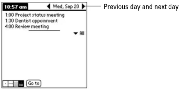 10:57 am Wed, Sep 20 Previous day and next day 1:00 Project status meeting 1:30 Dentist appointment 4:00 Review meeting All Go to