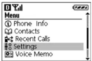 Menu Phone Info Contacts Recent Calls Settings Voice Memo