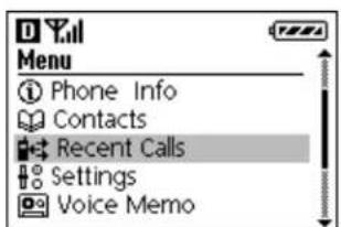 Menu Phone Info Contacts Recent Calls Settings Voice Memo