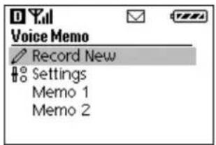 Voice Memo Record New Settings Memo 1 Memo 2