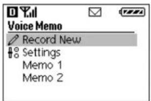 Voice Memo Record New Settings Memo 1 Memo 2