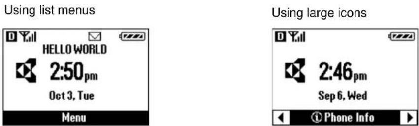 Using list menus HELLO WORLD 2:50pm Oct 3, Tue Menu Using large icons 2:46pm Sep 6, Wed ① Phone Info