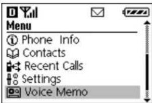 Menu Phone Info Contacts Recent Calls Settings Voice Memo