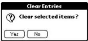 Clear Entries ? Clear selected items? Yes No