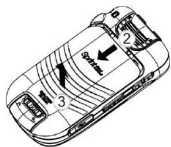 Diagram of a mobile phone's internal structure with labeled parts and directional arrows indicating flow or movement.