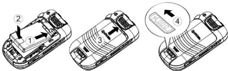 Technical diagram showing three views of a mobile phone's internal structure with numbered annotations and a magnified inset highlighting component details.