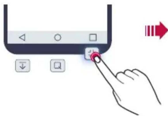 Diagram showing a hand pressing a button on a device interface with directional arrows and control buttons