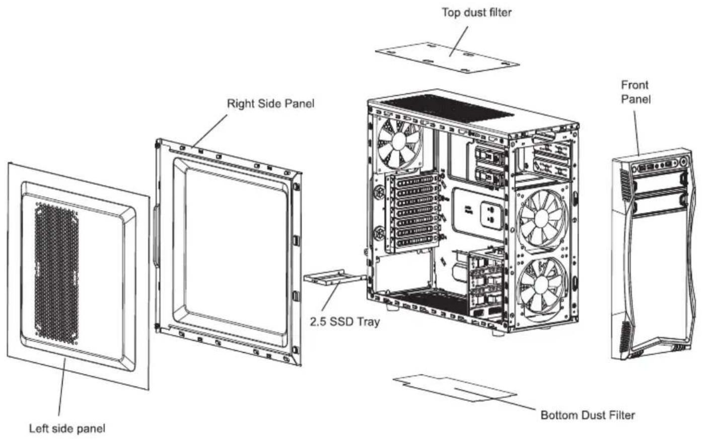 Rosewill Challenger-S - Disassembling Chart (Components vary by country) - 1