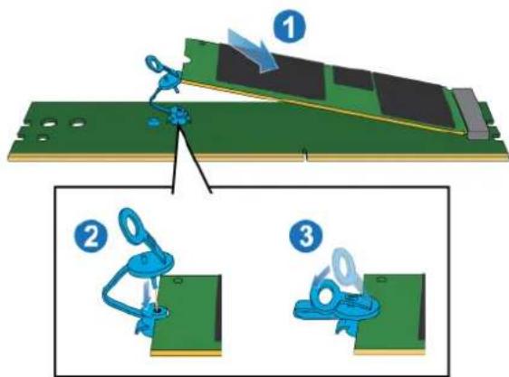Diagram illustrating three-step assembly process of a microcontroller, showing tool positioning and cleaning steps.