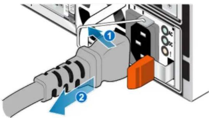 Diagram showing cable connection with labeled ports and directional arrows indicating movement or flow