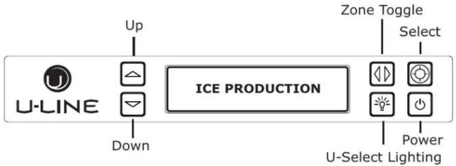 U-LINE Up Down ICE PRODUCTION Zone Toggle Select Power U-Select Lighting