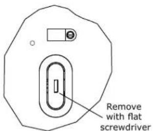 Remove with flat screwdriver